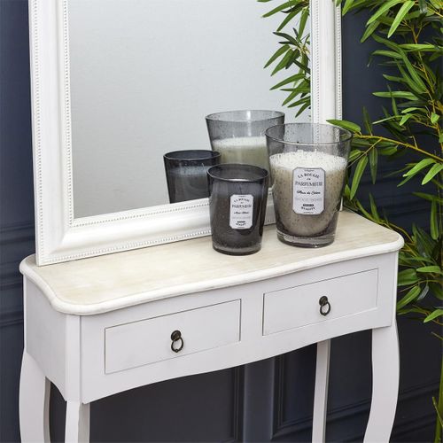 Bougie Parfumée En Verre Bullé Gris Foncé Senteur Musc Blanc H16cm - Rainy