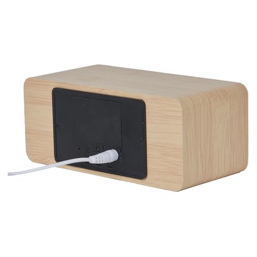 Réveil 2-en-1 Chargeur à Induction Effet Bois Clair - Leego