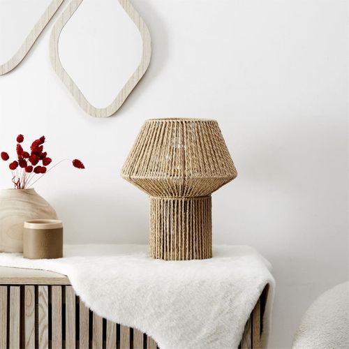 Lampe À Poser Effet Corde Tressée Forme Géométrique - Mirel