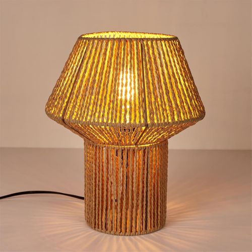 Lampe À Poser Effet Corde Tressée Forme Géométrique - Mirel