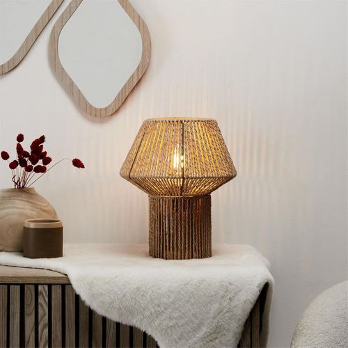 Lampe À Poser Effet Corde Tressée Forme Géométrique - Mirel