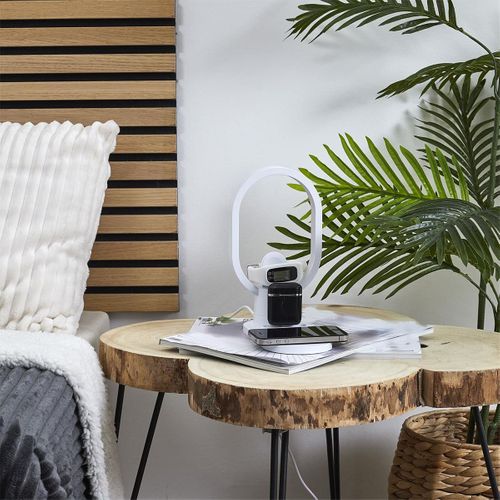 Lampe LED Blanche En Anneau Avec Station De Charge 3-en-1 Intégrée - Mirx