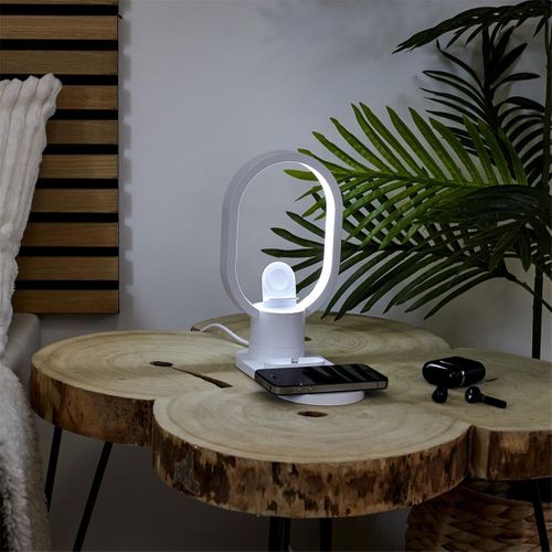 Lampe LED Blanche En Anneau Avec Station De Charge 3-en-1 Intégrée - Mirx