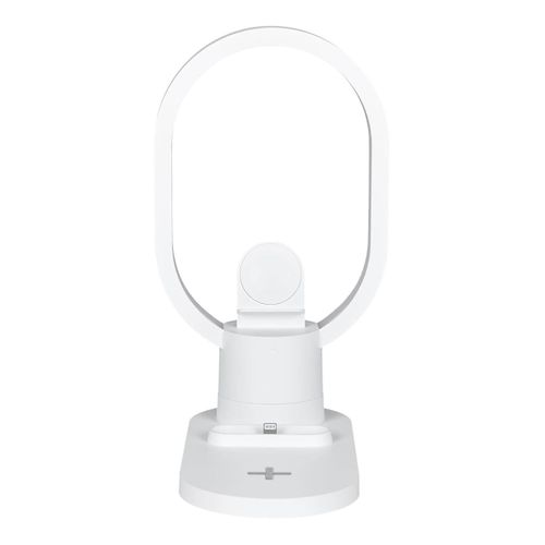 Lampe LED Blanche En Anneau Avec Station De Charge 3-en-1 Intégrée - Mirx