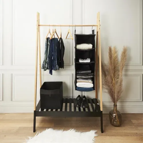 Etagère Pliable Souple à Suspendre En Tissu Gris 4 Casiers - Kenon