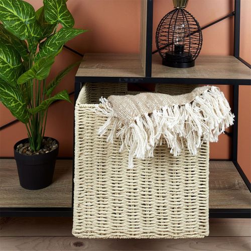 Cube De Rangement Pliable Tressé Coloris Beige - Erine