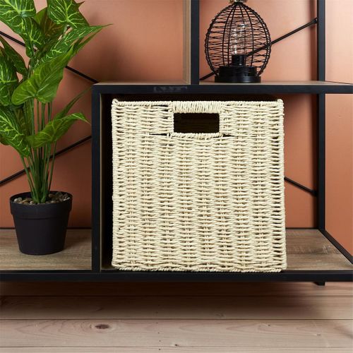 Cube De Rangement Pliable Tressé Coloris Beige - Erine