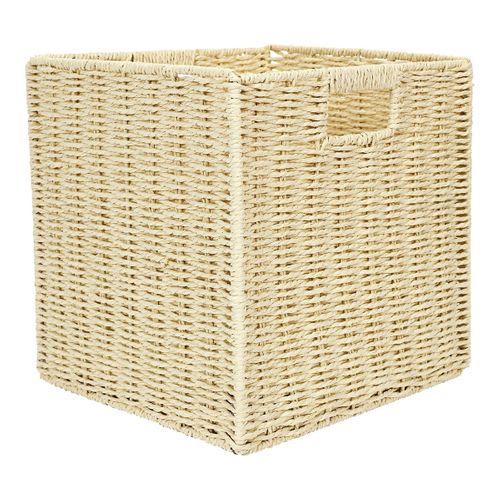 Cube De Rangement Pliable Tressé Coloris Beige - Erine