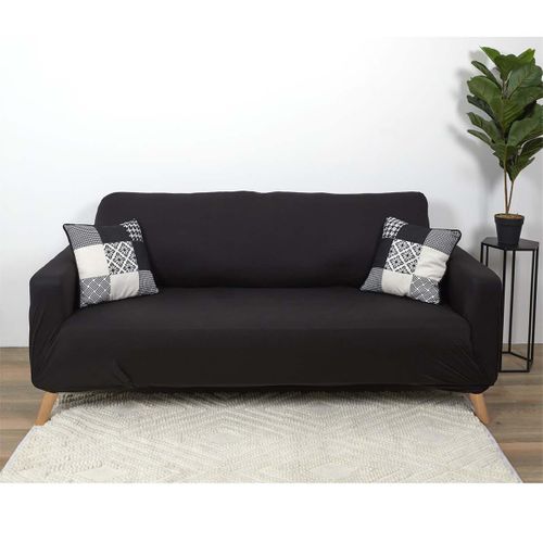 Housse Extensible Coloris Noir Pour Canapé 3 Places - Koldo