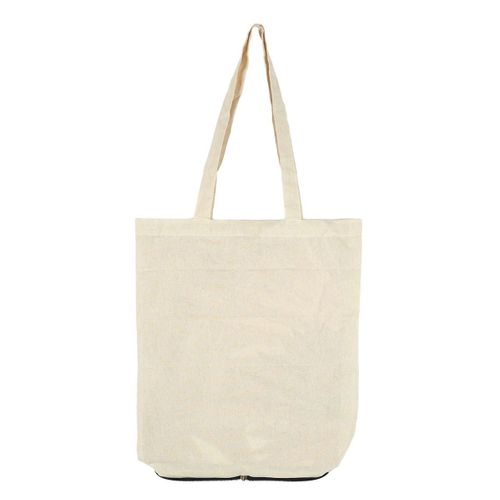 Tote Bag Pliable En Coton Blanc Avec Pochette En Jute (42 X 36,5 Cm) - Jutty