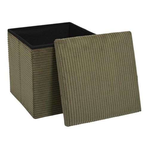 Pouf Coffre Pliable Côtelé Vert 38x38 Cm - Amory
