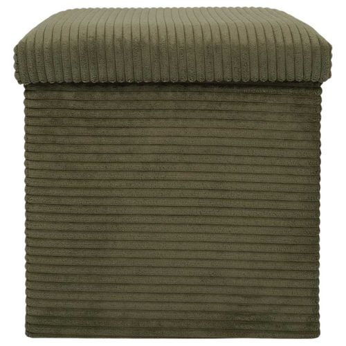 Pouf Coffre Pliable Côtelé Vert 38x38 Cm - Amory