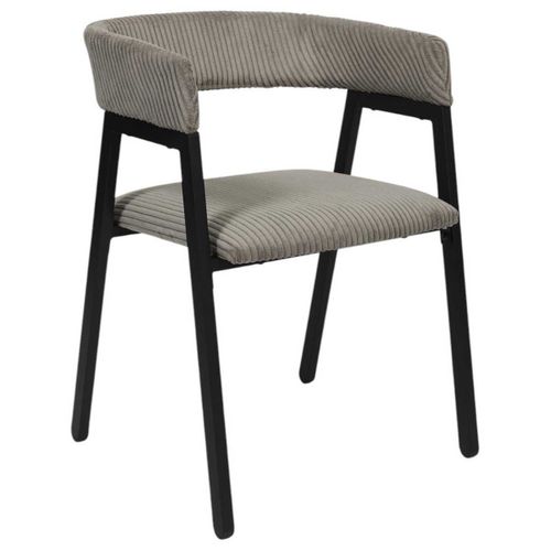 Lot De 2 Fauteuils De Table Design En Métal Et Velours Côtelé Coloris Taupe - Amory