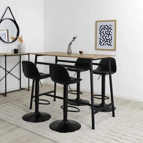 Table Mange-debout Structure Métallique Plateau Aspect Bois - Dara