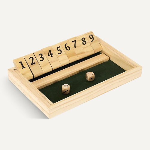 Shut The Box – Jeu De Plateau En Bois – 6 Joueurs – Dés – Maths Famille – Vert – Cadeau Divertissant