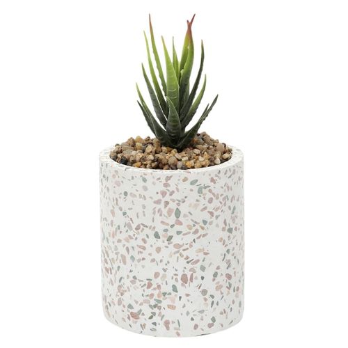Plante Grasse Artificielle En Polyéthylène Dans Un Pot Effet Terrazzo -