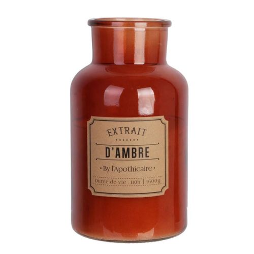 Bougie XXL En Verre Marron Parfum Ambre (h25,5cm)