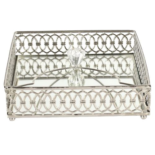 Porte-serviettes En Verre Avec Structure En Métal Argenté -