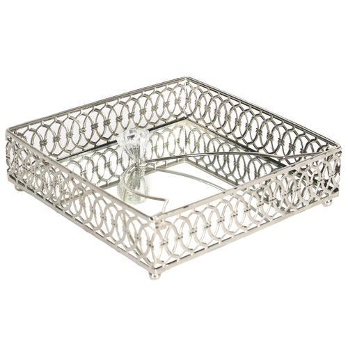 Porte-serviettes En Verre Avec Structure En Métal Argenté -