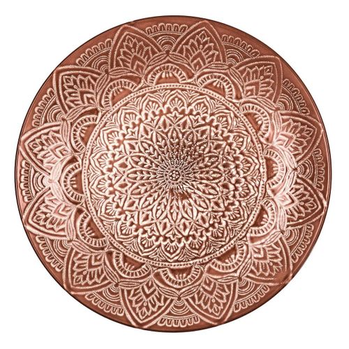 Set De 6 Assiettes Plates En Céramique Terracotta Motif Mandala (ø27 Cm) - Akka