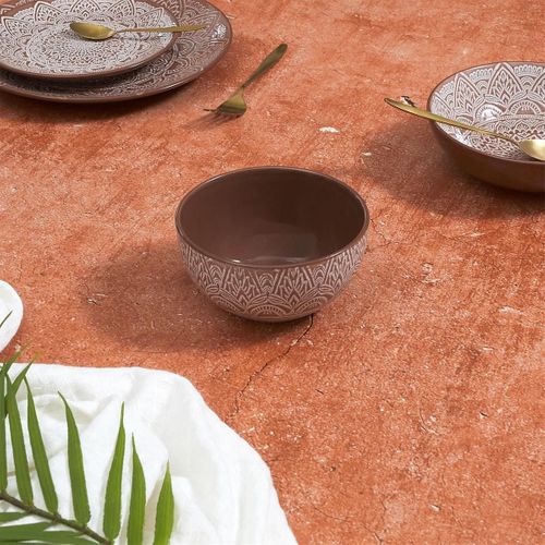 Set De 6 Bols En Céramique Terracotta Motif Mandala (65cl) - Akka