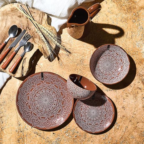 Set De 6 Bols En Céramique Terracotta Motif Mandala (65cl) - Akka