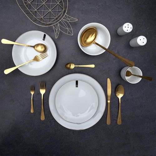 Set De 6 Tasses Blanches En Porcelaine Avec Liseré Doré (18cl) - Aura