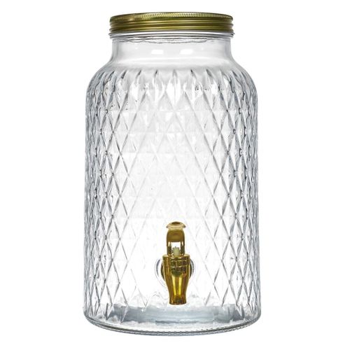 Fontaine à Boisson En Verre 6l Motif Diamant Avec Robinet -