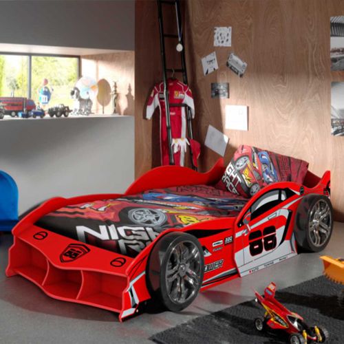 Lit Voiture De Course 90x200cm Rouge - Formula Red