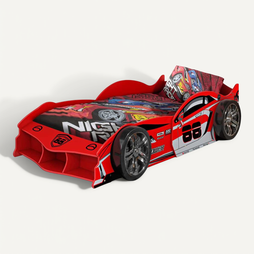 Lit Voiture De Course 90x200cm Rouge - Formula Red