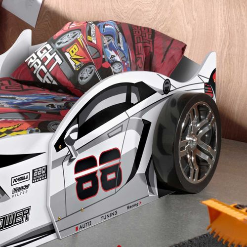 Lit Voiture De Course 90x200cm Blanche - Formula White