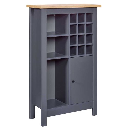 Rangement De Cuisine Pour Bouteilles Anthracite Et Plateau Effet Bois - Kenny