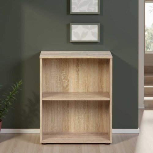 Etagère Bibliothèque 2 Niveaux Effet Bois Finition Sonoma - Leo