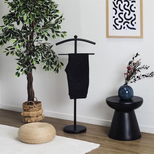 Valet De Nuit Noir Et Effet Bois En Métal -