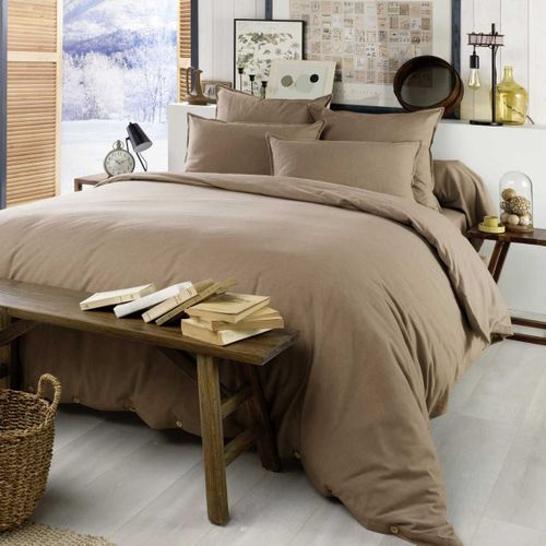 Drap Housse 140x190cm En Flanelle De Coton Coloris Ficelle - Hedda