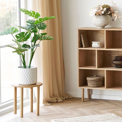 Table D'appoint Ronde D.40cm Plateau Et Pieds En Chêne Naturel - Josette