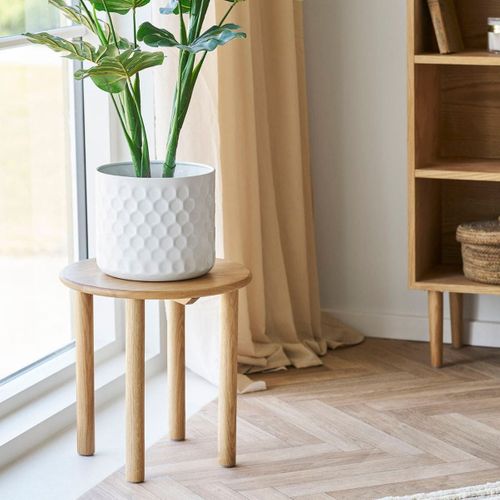 Table D'appoint Ronde D.40cm Plateau Et Pieds En Chêne Naturel - Josette