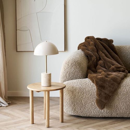 Table D'appoint Ronde D.40cm Plateau Et Pieds En Chêne Naturel - Josette