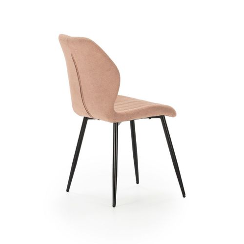 Lot De 2 Chaises En Tissu Polyester Maillé Saumon Et Pieds En Métal Laqué Noir - Maldi