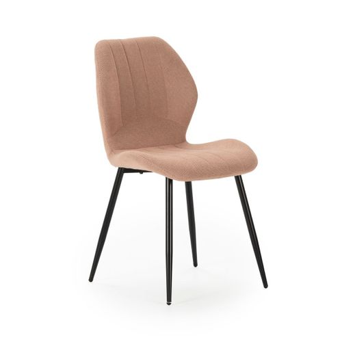 Lot De 2 Chaises En Tissu Polyester Maillé Saumon Et Pieds En Métal Laqué Noir - Maldi