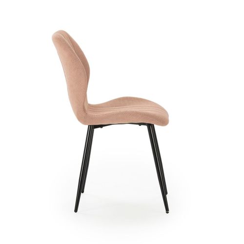 Lot De 2 Chaises En Tissu Polyester Maillé Saumon Et Pieds En Métal Laqué Noir - Maldi