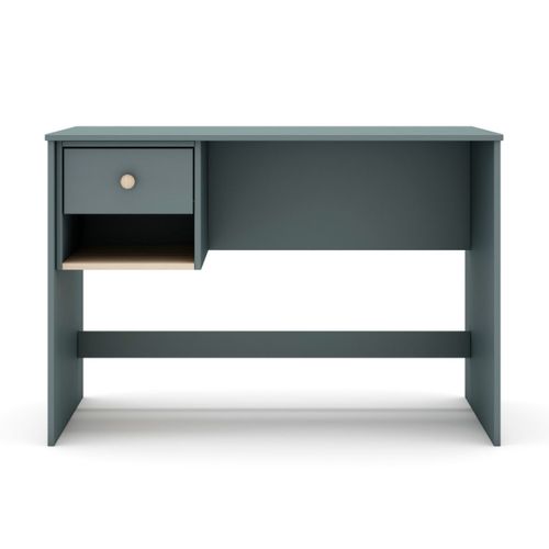 Bureau 1 Tiroir Et 1 Niche En Pin Massif Et Mdf Laqué Vert Kaki Et Naturel - Kaina