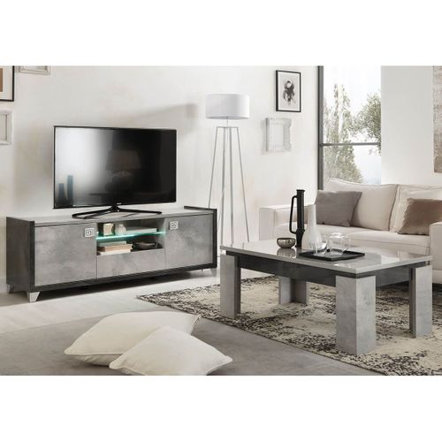 Hoffman - Ensemble Meuble TV 160cm + Table Basse à 4 Pieds