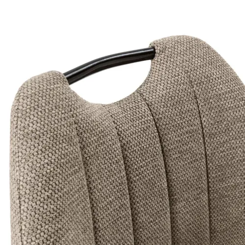 Lot De 6 Chaises En Tissu Polyester Maillé Brun Avec Poignée Et Pieds En Métal Laqué Noir - Milda