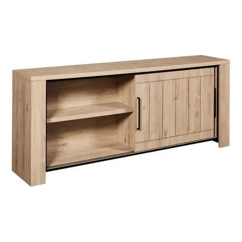 Buffet 2 Portes Coulissantes Aspect Bois Finition Castel Oak - Soriel
