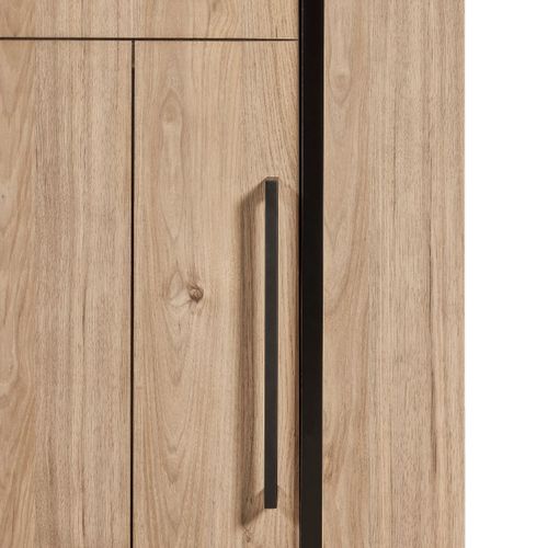 Buffet 2 Portes Coulissantes Aspect Bois Finition Castel Oak - Soriel