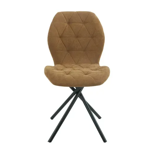 Lot De 4 Chaises Pivotantes En Tissu Déperlant Camel Avec Piqûres Décoratives Losanges - Nolya