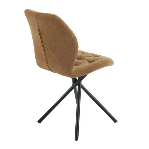 Lot De 4 Chaises Pivotantes En Tissu Déperlant Camel Avec Piqûres Décoratives Losanges - Nolya