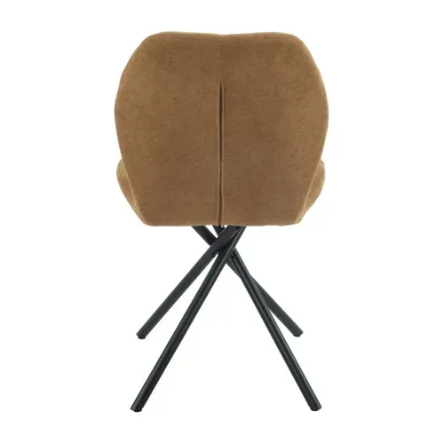 Lot De 4 Chaises Pivotantes En Tissu Déperlant Camel Avec Piqûres Décoratives Losanges - Nolya