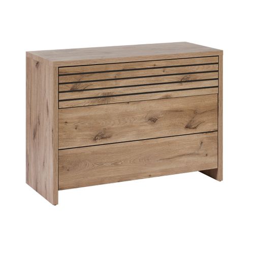 Chambre Complète Lit 180x200cm + Tête De Lit Avec Chevet Et LEDs + Commode + Armoire Aspect Bois Et